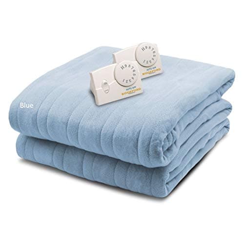 Biddeford Blankets Comfort Knit Heated Blanket with Therapeutic Heat Settings, Machine Washable, Safety Tested & Approved - Perfect for Warm, Cozy Nights, Analog Controller, Queen, Blue