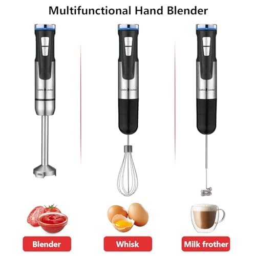 Liebe&Lecker Immersion Blender Handheld Cordless, 3 in 1 Cordless Hand Blender, 8 Speed Emulsion Blender Handheld with Whisk Milk Frother for Soup Smoothie 7