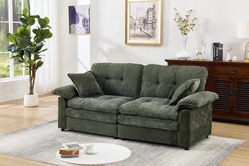 84" Loveseat Sofa, Modern Couches for Living Room,Double-Layer Cushion Cloud Couch with Deep Seat,Super Comfy Chenille Sofas,Sturdy Frame, Easy Assembly for Bedroom, Apartment, Office, Green