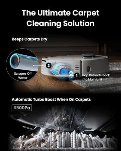 SwitchBot S10 Robot Vacuum and Mop with Dual Stations, Self Draining and Refilling, Auto Washing and Drying, Liftable Mop, 6500Pa Suction, Self Emptying for 90 Days Hands-Free Cleaning 6