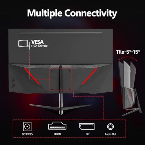 ZZA 27 Inch Curved Monitor 280Hz/240Hz FHD 1080P,Gaming Monitor 1800R VA Screen,Monitor 27 Inch 4000:1 120% sRGB,1Ms,AMD FreeSync,HDR,Low Blue Light,HDMI DP,VESA Support, DP Cable Incl 8