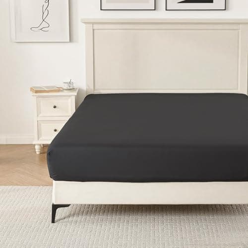 Fitted Sheet Queen Size - 16 inch Deep Pocket Bed Sheet - Soft Prewashed Microfiber - Breathable, Fade Resistant, Easy Care, 1 Queen Size Fitted Sheet Only (Black,Queen)