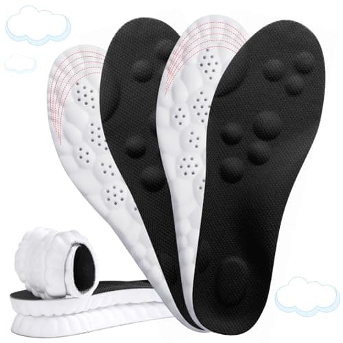 2 Pairs 4D Cloud-Like Comfort Soles for Men - Soft Memory Foam Cushioning Insoles - Trim to Fit Steppers Insoles with Arch Support for Foot Pain Relief and Fatigue Reduction(US M 7.5-10.5)