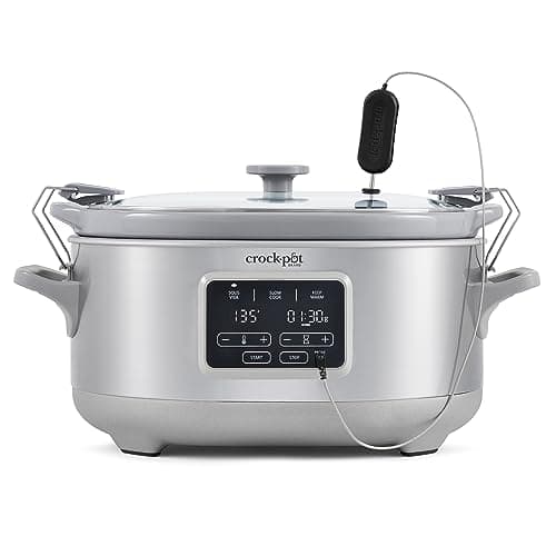 Crock-Pot 7-Quart Cook & Carry Slow Cooker with Sous Vide Function, Family-Sized Slow Cooker Warms up to 30 Hours, Modern Digital Display, Travel-Proof Locking Lid & Removable Temperature Probe