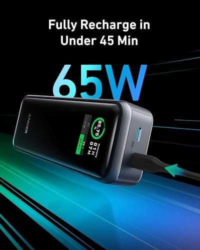 Anker Prime Power Bank, 12,000 mAh 2-Port Portable Charger with 130W Output, Smart Digital Display, Compatible with iPhone 15/14/13 Series, MacBook, Dell 5