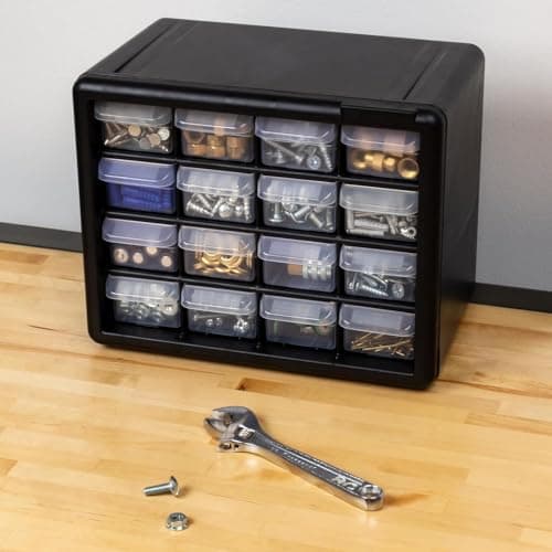Akro-Mils 16-Drawer Plastic Drawer Storage Cabinet for Garage Organization, Beads, Makeup Organizer, Building Bricks Storage, Teacher Toolbox, 10-1/2" W x 6-1/2" D x 8-1/2" H, 10116 Black 20