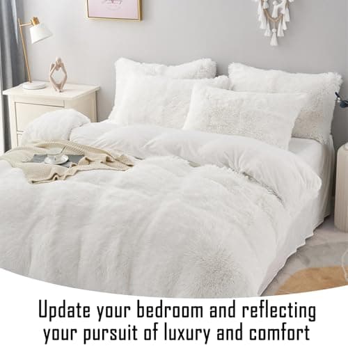 MorroMorn Body Pillow Cover with Zipper, Fluffy Body Pillow Pillowcase Fuzzy Long Pillow Case 20x54 inches - Luxury Faux Fur Shaggy Decorative Ultra Soft Plush for Room Decor Gifts (White) 6