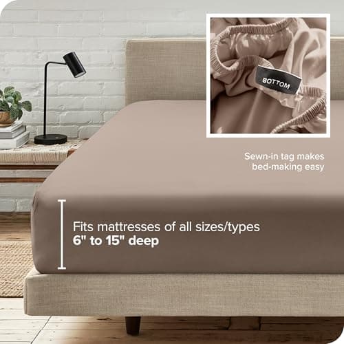 Bare Home Fitted Bottom Sheet Queen Size - Premium 1800 Microfiber - Ultra-Soft Hotel Luxury - Deep Pocket - Durable and Long Lasting (Queen, Taupe) 6