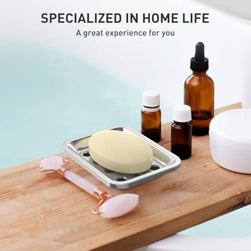 Stainless Steel Soap Dish, Large Double-Layer Draining Soap Holder, Metal Soap Dish for Bathroom, Shower, Kitchen and Sink Countertops 7