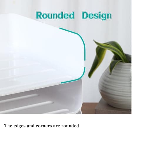 (4pcs Pack) HKeeper Stackable Paper Trays,Letter Tray Organizer,Office Desktop Organizer,A4 Paper Holder,Supplies Magazine,File Documents,Receipts（White,Regular） 7