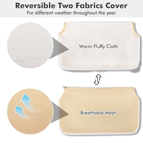 AMOSIJOY Cordless Cat Window Perch, Cat Hammock for Wall with 4 Strong Suction Cups, Solid Metal Frame and Reversible Cover, Foldable Cat Beds for Indoor Cats (Medium-White) 7