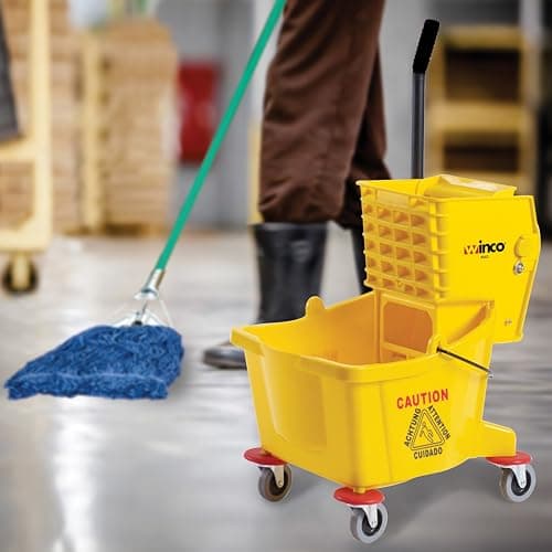 Winco Commercial Mop Bucket on Wheels, 26 Quart, Yellow 5