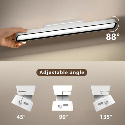 XmnSoly Desk Light Bar 16.5in Magnetic Rechargeable LED Light Bar, 3000K, 4500K, 6000K Color Temperature Battery Powered Under Cabinet Lighting for Desk, Home Office, Shelf, Reading 6