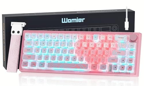 Womier 60% Percent Keyboard Pink Mechanical, QMK/VIA Creamy Gaming Keyboard Topographic, Hot Swappable Gasket Mount RGB Wired Key Board & Translucent Keycaps(VK66 PRO)