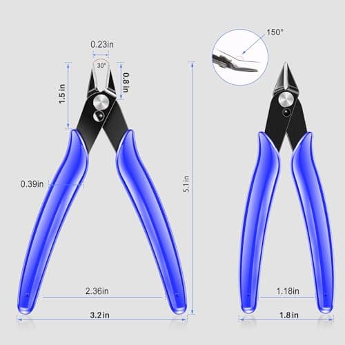 NICE-POWER Wire Cutters, 5 Inch Professional Pliers Cutter Electronic Flush Wire Cutter Carbon Steel Cutting Nippers for Electrical Jewelry making,Floral art scissors(Blue) 7