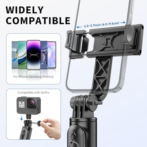 Selfie Stick Tripod, All in One Extendable & Portable iPhone Tripod Selfie Stick with Wireless Remote Compatible with iPhone 17 16 15 14 13 12 pro Xs Max, Galaxy Note10/S20/S10/OnePlus 9/9 PRO etc 7