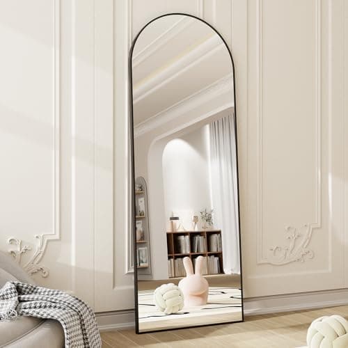 HARRITPURE 58"x18" Arched Full Length Mirror Free Standing Leaning Mirror Hanging Mounted Mirror Aluminum Frame Modern Simple Home Decor for Living Room Bedroom Cloakroom, Black