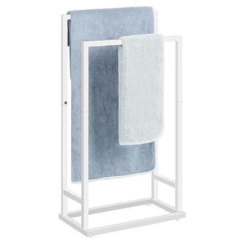 Towel Rack, 2 Tier Stainless Steel Towel Racks Stand for Bathroom, Hand Towel Drying Rack Holder, Towel Bar Stand Blanket Rack, White