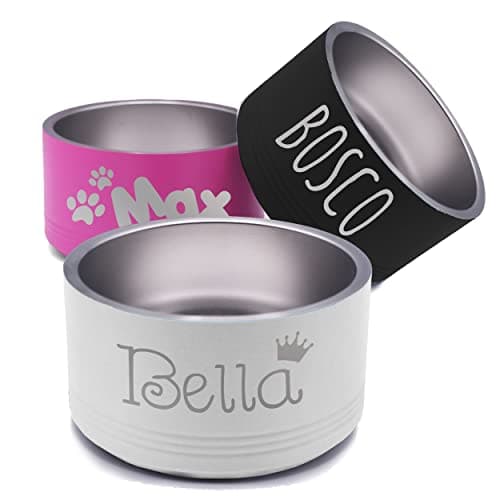 My Personal Memories Custom Personalized Stainless Steel Dog or Cat Bowl for Water and Food - Engraved Pet Bowl with Non Slip Bottom (Small - 18 Ounces, White)