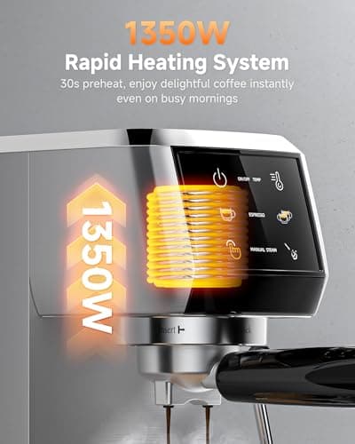 AMZCHEF Espresso Machine 20 Bar – Professional Coffee Maker with Milk Frother, Adjustable Temperature & Pressure, Compact Stainless Steel Espresso Maker for Cappuccino, Latte, Mocha, 44oz Water Tank 5