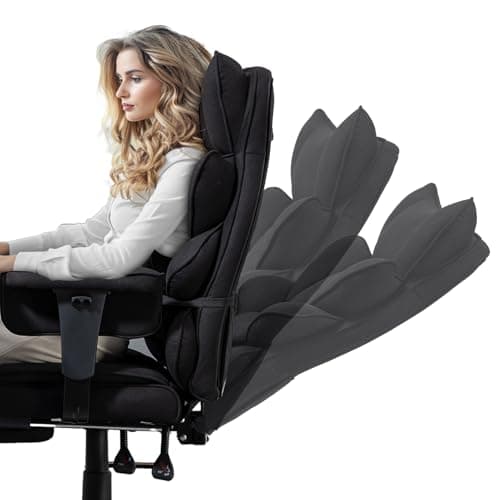 Dowinx Big and Tall Office Chair with Pocket Spring Cushion,High Back Computer Gaming Chairs with Adjustable Armrests and Lumbar Support,Executive Desk Chairs with Footrest(PU Leather,Black)