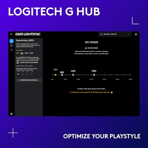 Logitech G203 Wired Gaming Mouse, 8,000 DPI, Rainbow Optical Effect LIGHTSYNC RGB, 6 Programmable Buttons, On-Board Memory, Screen Mapping, PC/Mac Computer and Laptop Compatible - Lilac 5