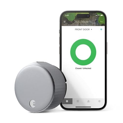 August Home, Silver Wi-Fi Connected Smart Keyless Entry Door Lock, Electronic Door Lock Fits Your Existing Deadbolt in Minutes, ‎ ‎AUG-SL05-M01-S01