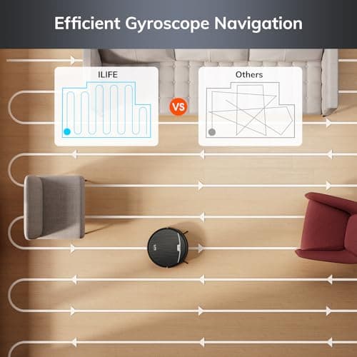 ILIFE Robot Vacuum and Mop, 3000Pa Strong Suction Robot Vacuum Cleaner, Gyro Navigation, App Control, No Tangle, Compatible with 2.4GHz WiFi, Alexa, Ideal for Hard Floor, Pet Hair, V9 5