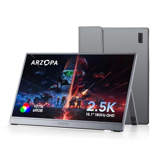 ARZOPA 16.1'' 180Hz 2.5K Portable Monitor, 2560x1440 QHD 107% sRGB Kickstand Portable Gaming Monitor with HDR, Ultra Slim, Eye Care, External Second Screen for Laptop, PC, PS5, Mac, Xbox-Z3FC