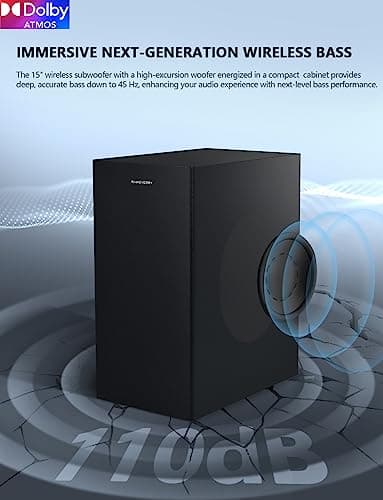 RAINEVERRY 5.1.2 Premium Dolby Atmos Soundbar with Wireless Subwoofer, Bluetooth 5.1, HDMI & Optical - Works with 4K & HD TVs 7