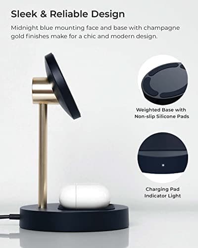 iOttie Velox Magnetic Wireless Duo Stand. 7.5W Mounting Stand + 5W Charging Pad. MagSafe Compatible for iPhone 12, iPhone 13, iPhone 14, & iPhone 15 Series & Qi AirPods Charger (Adapter not Included) 6