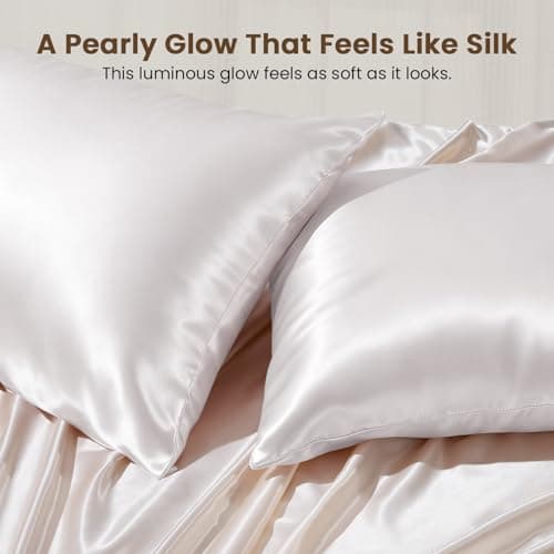 THXSILK 100% Pure Mulberry Silk Pillowcase for Hair and Skin, 25 Momme 6A+ Grade Pure Silk Pillow Case Standard Size, Real Silk Pillowcase with Concealed Zipper(White, Standard) 6