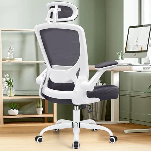 KERDOM Modern Ergonomic Office Chair, Lumbar Support with Headrest, Flip-up Arms, Breathable Mesh, Adjustable Height, Darkgray 7