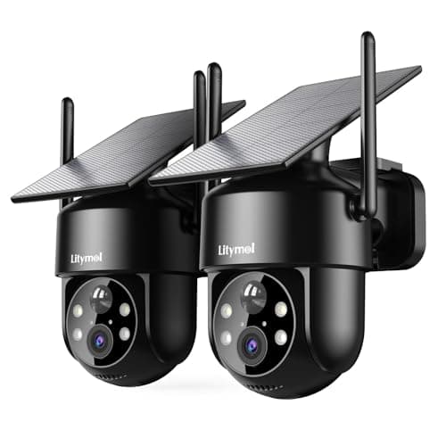 LITYMOL 2K Solar Cameras for Home Security, 360° View Security Cameras Wireless Outdoor, Color Night Vision, Siren Alarm, 2-Way Audio, AI Detection, SD/Cloud Storage, 2.4GHz WiFi