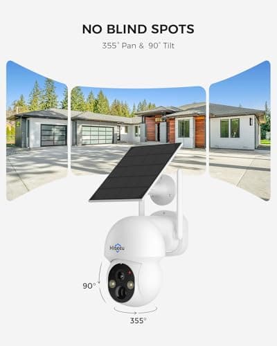 Hiseeu Solar Camera Wireless Outdoor, Home Security Camera System, 2.4G & 5G WiFi, Solar-Powered 4MP 8 Cam-Kit, Color Night Vision, 360° View, Pan & Tilt, 1TB HDD Local Recording, No Montly Fees 8