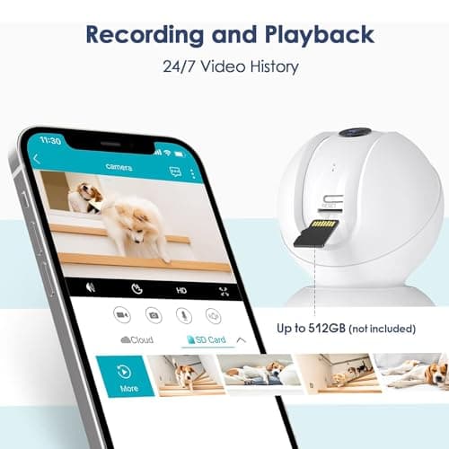 VIMTAG Indoor Camera, 2.5K/4MP HD 360° Pan/Tilt WiFi Camera for Dog/Pet/Baby/Home Security, AI Human/Sound/Motion Detection, Night Vision, 2-Way Audio, Cloud/Max 512GB TF Card Storage, Support Alexa 7