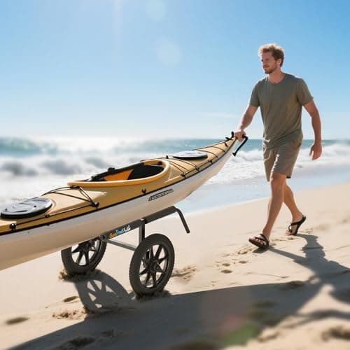 GanFindX Heavy Duty Kayak Cart | Adjustable Foldable Trolley with Durable Wheels, Portable Kayak Transport Cart, Tie-Down Straps Included (Detachable & Heavy-Duty) 8