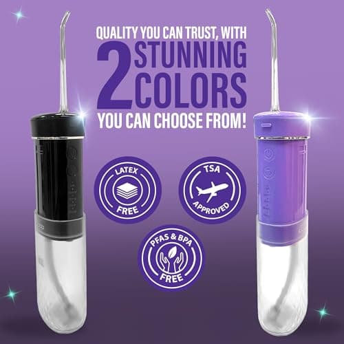 GuruNanda Compact Water Dental Flosser, Portable Travel Size Oral Irrigator Flosser with Collapsible 180 ml Tank, Smart Timer, 4 Flossing Modes, TSA-Friendly - Black 8