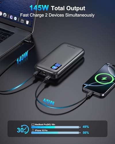 AsperX Laptop Power Bank, 25,000mAh 140W PD 3.1 Fast Charging Portable Charger, TFT Smart Display USB C Battery Pack(92.5Wh) for MacBook/iPhone 17/Dell XPS/Galaxy S25/Steam Deck/ipad (Flight-Approved) 8