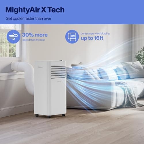 DELLA Smart WiFi Enabled 10000 BTU Portable Air Conditioner Cools Up To 250 Sq. Ft. Work with Alexa,Geo Fencing Cooling, Dehumidifier & Fan Portable AC Unit w/Remote Control & Window Kit 3