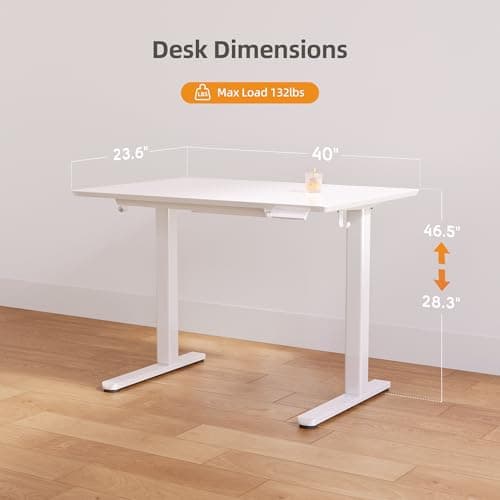 Claiks Glass Standing Desk with Drawers, 40×24 Inch Adjustable Stand Up Desk Quick Install Home Office Computer Desk, White 3