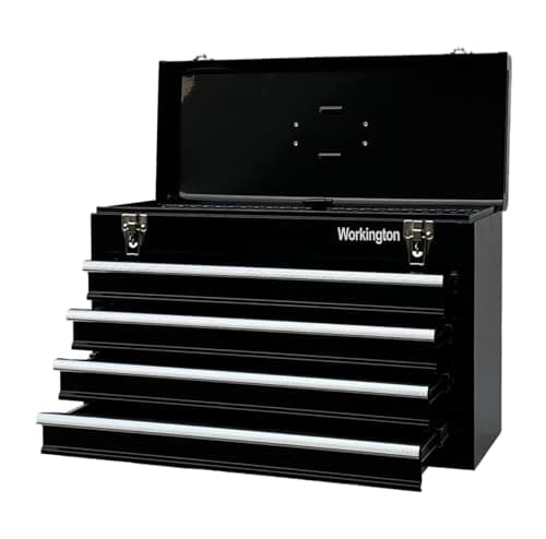 Workington Portable Metal Tool Chest with 4 Drawers, 20" 4-Drawer Tool Chest Cabinet with Ball Bearing Drawer Slides, Steel Tool Storage Box Organizer 4004 Black 5