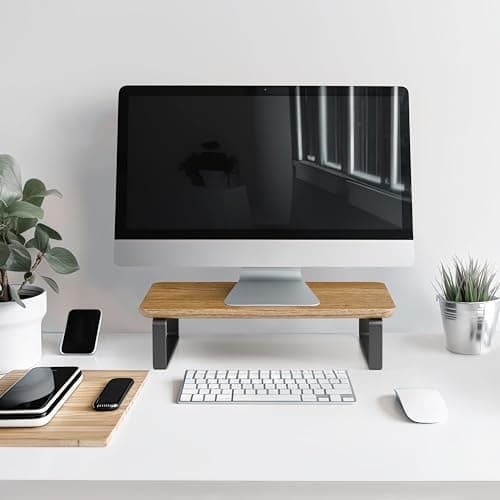 Beautiful Wooden Monitor Stand for Desk - Sturdy Stand Rises Your Monitor to the Perfect Ergonomic Level - Sleek and Functional Computer/Laptop Rack Design Elevates Any Workspace & Maximizes Space 7