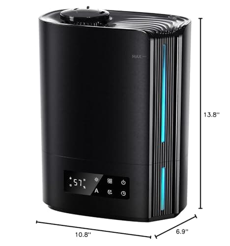 BREEZOME 6L Humidifiers for Bedroom Large Room & Essential Oil Diffuser, Ultrasonic Top Fill Cool Mist Humidifiers for Baby, Plants, Nursery Last up to 60 Hours, Smart Humidistat Control, Quiet, Black 10