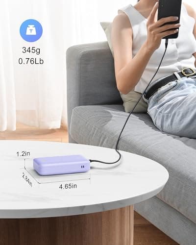 Qecvec Portable Charger 20000mAh, 22.5W Power Bank Fast Charging, High Capacity Cell Phone Portable Power Banks with for iPhone, Samsung, Android etc, Travel Essential (Purple) 6