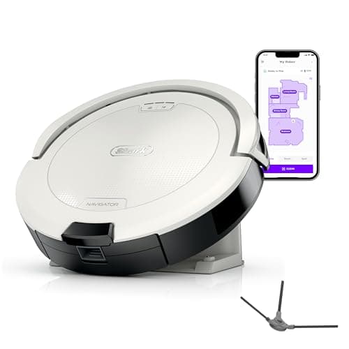 Shark Navigator Robot Vacuum with SmartPath Navigation and Self-Cleaning Brushroll, Powerful Suction, for Carpets & Hard Floors, White, AV2120