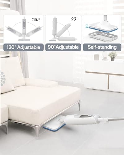 Hivroo F2 Steam Mop,12-in-1 Handheld Steam Cleaner,Powerful Detachable Steam Mop for Floor Cleaning,360ML Tank,15FT Power Cable,Scrubbing Steam Cleaner for Home,Hardwood,Tile,Grout,Furniture-White 7