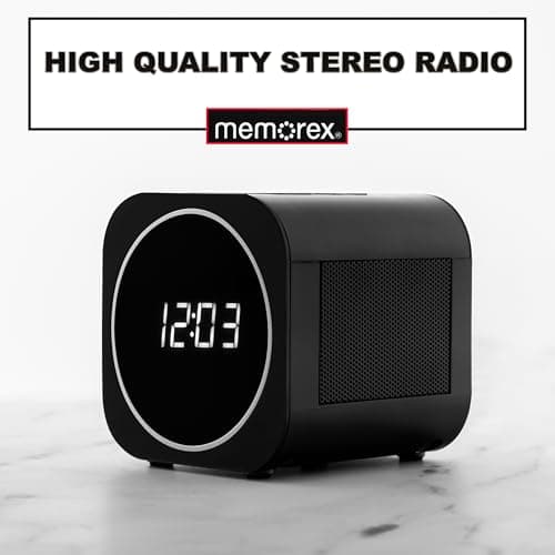 Memorex MX-CR140 Clock Radio with USB Charging | Dual Alarm Clock with FM PLL Radio, Sleep Timer, Snooze Function & 0.6” White LED Display | Compact Bedside Digital Alarm Clock with Battery Backup 5