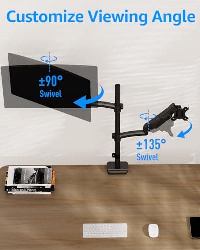 MOUNTUP Vertical Dual Monitor Mount Holds 4.4-17.6lbs, up to 32 Inch Stacked Monitor Mount with Gas Spring Arm with Clamp/Grommet Base Dual Monitor Stand for Desk, VESA 75x75/100x100 MU6012A 6