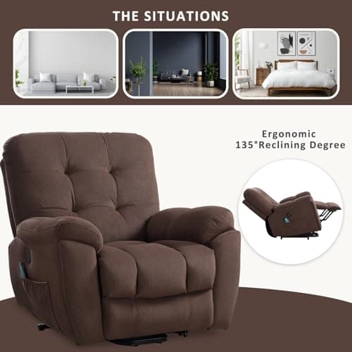 BOSMILLER Pwoer Lift Recliner Chair with Vibration Massage Big and Tall Recliner Chair with USB Charge Port and 2 Hidden Cup Holders 6